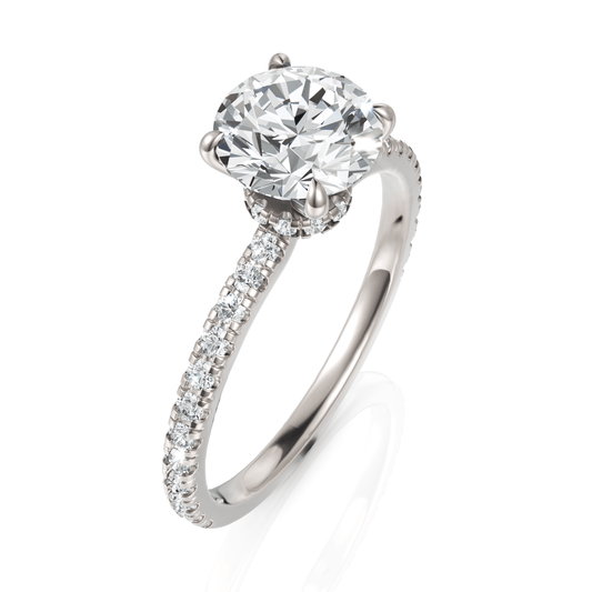 1.54CT Round Lab Diamond Hidden Halo Accent Engagement Ring - Buvea Jewels