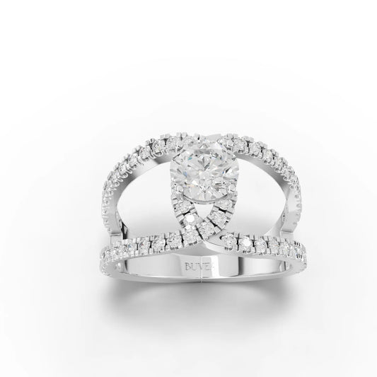 1.54CT Round Lab Diamond Premium Dual Band Halo Engagement Ring - Buvea Jewels