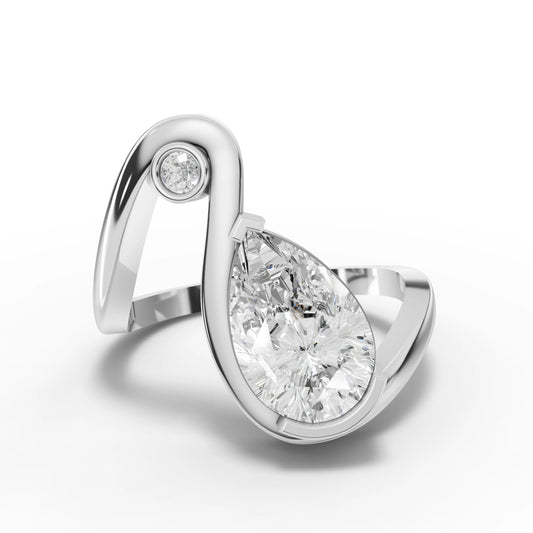 1.55CT Pear Lab Diamond Open Curve Premium Engagement Ring - Buvea Jewels