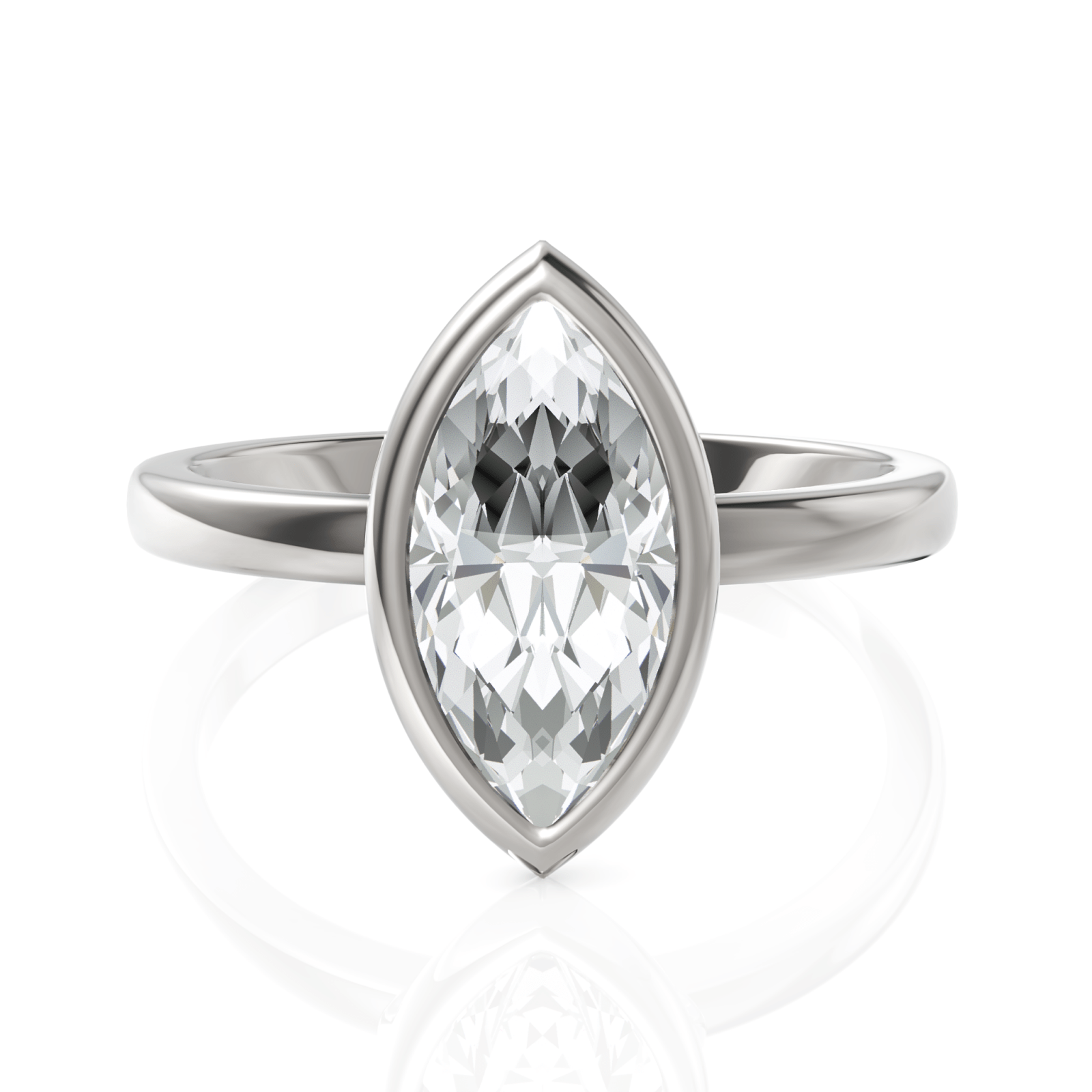 1.5CT Marquise Lab Diamond Bezel Set Solitaire Ring - Buvea Jewels