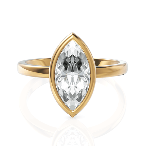 1.5CT Marquise Lab Diamond Bezel Set Solitaire Ring - Buvea Jewels