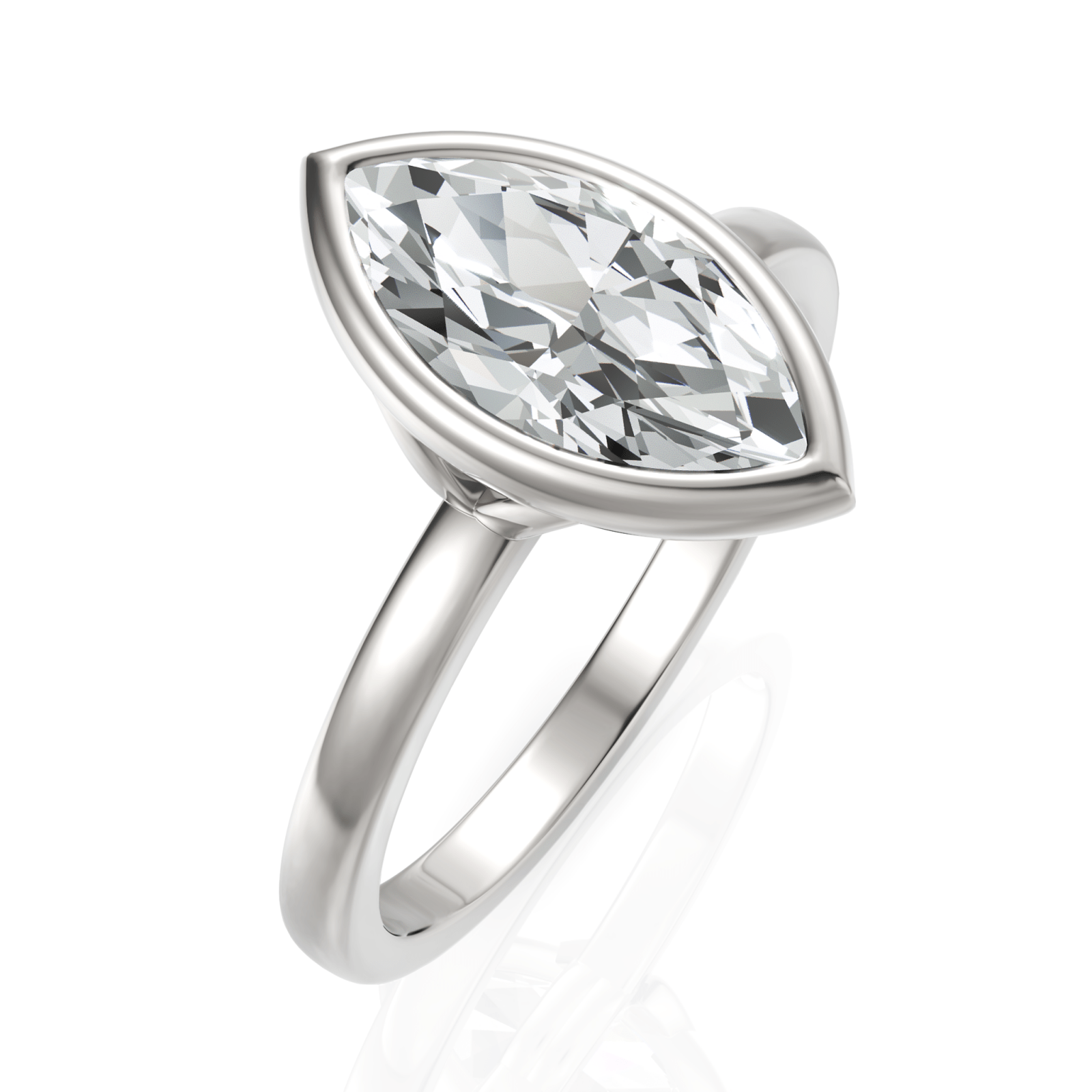 1.5CT Marquise Lab Diamond Bezel Set Solitaire Ring - Buvea Jewels