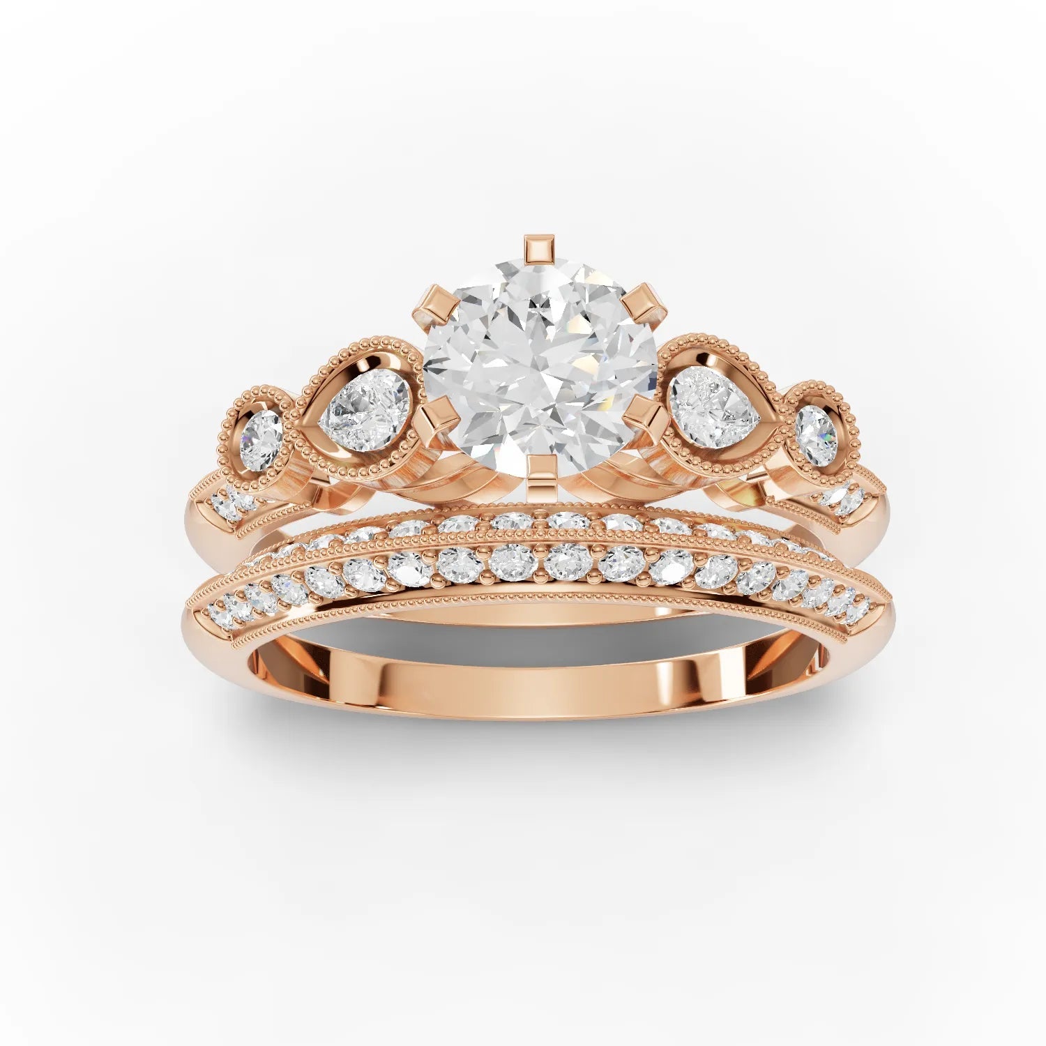 1.5CT Round Lab Diamond Dual Band Ring - Buvea Jewels