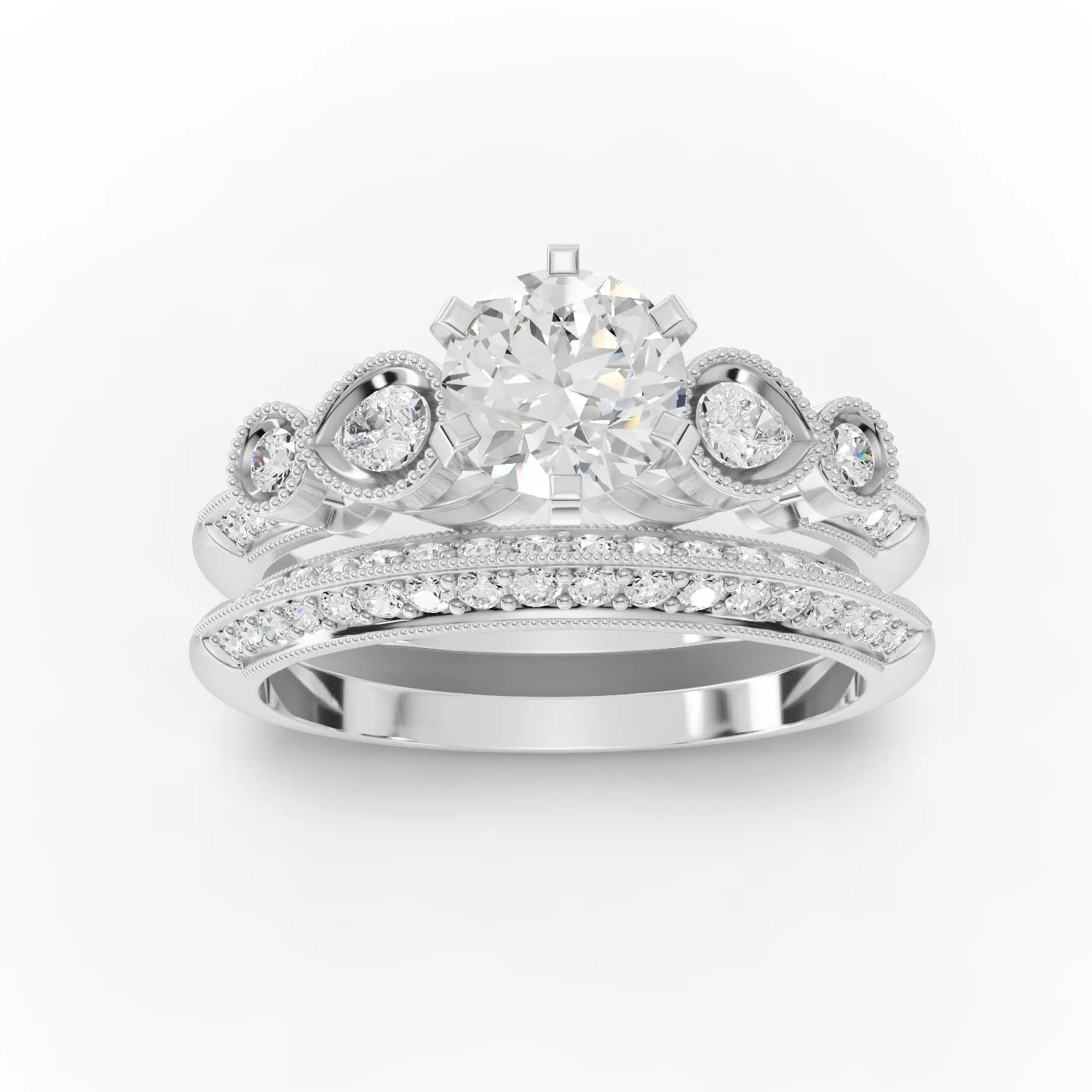 1.5CT Round Lab Diamond Dual Band Ring - Buvea Jewels