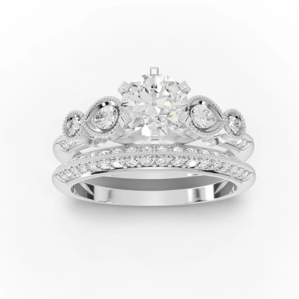 1.5CT Round Lab Diamond Dual Band Ring - Buvea Jewels