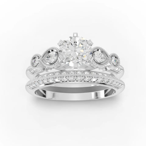 1.5CT Round Lab Diamond Dual Band Ring - Buvea Jewels