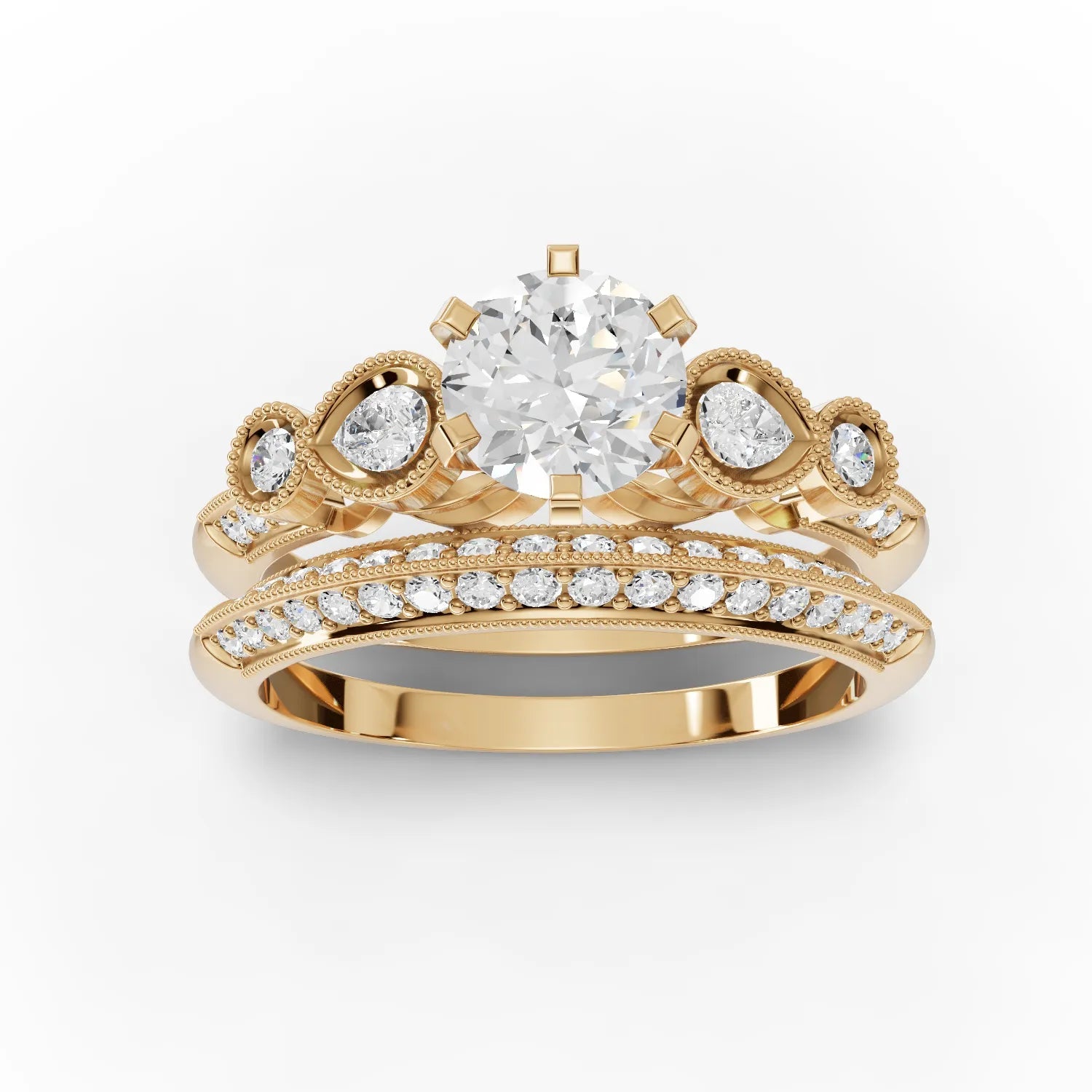 1.5CT Round Lab Diamond Dual Band Ring - Buvea Jewels