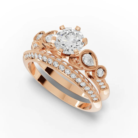 1.5CT Round Lab Diamond Dual Band Ring - Buvea Jewels