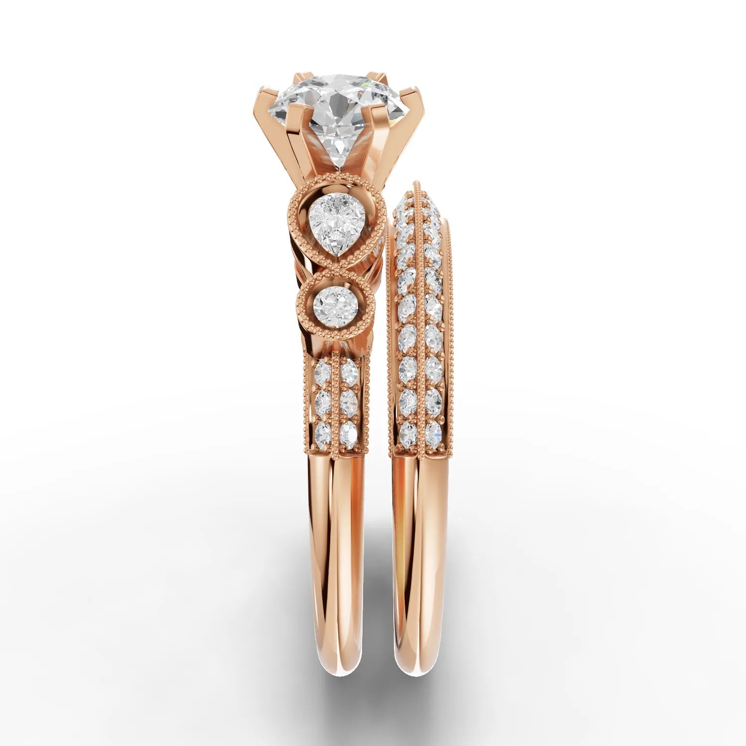 1.5CT Round Lab Diamond Dual Band Ring - Buvea Jewels