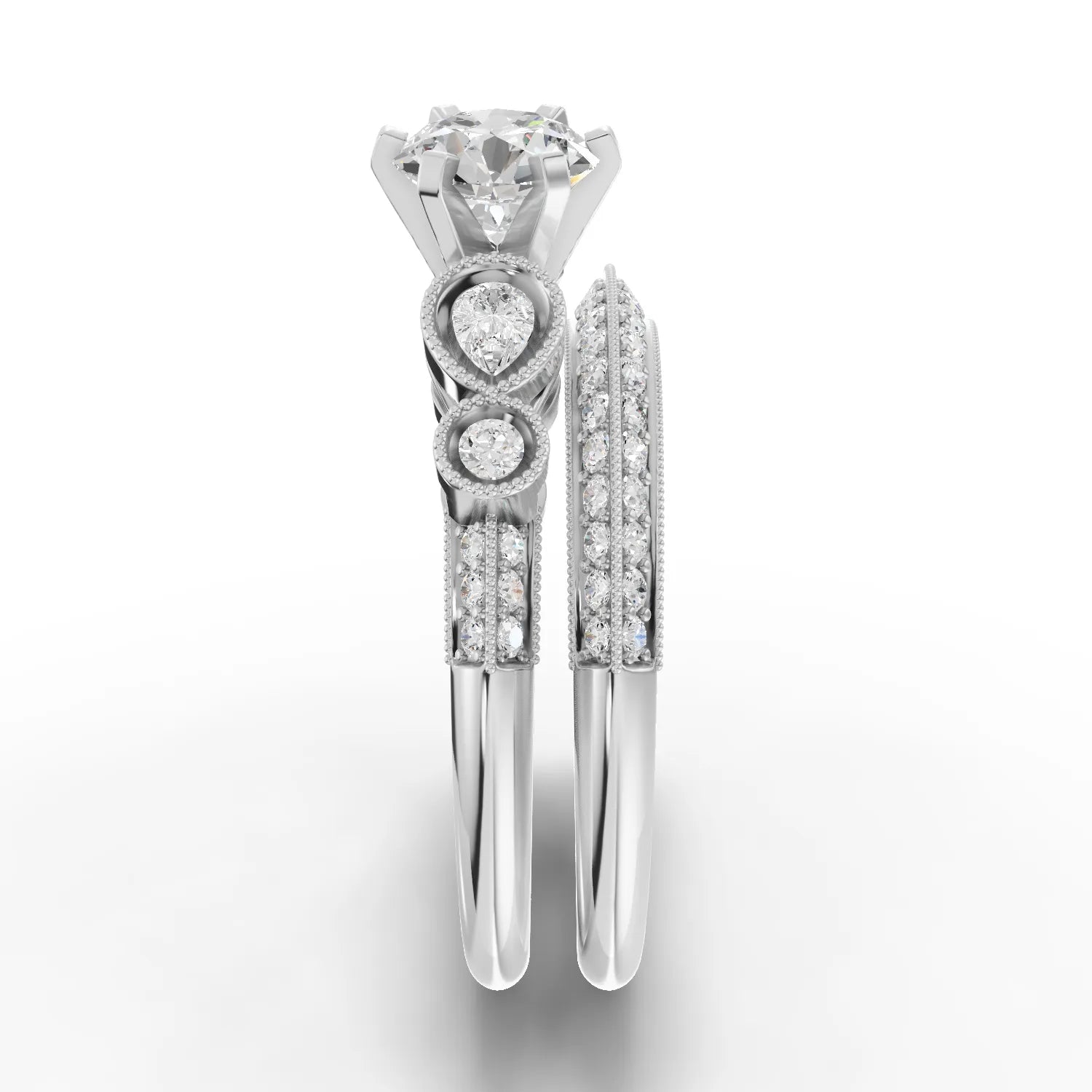 1.5CT Round Lab Diamond Dual Band Ring - Buvea Jewels