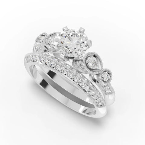 1.5CT Round Lab Diamond Dual Band Ring - Buvea Jewels
