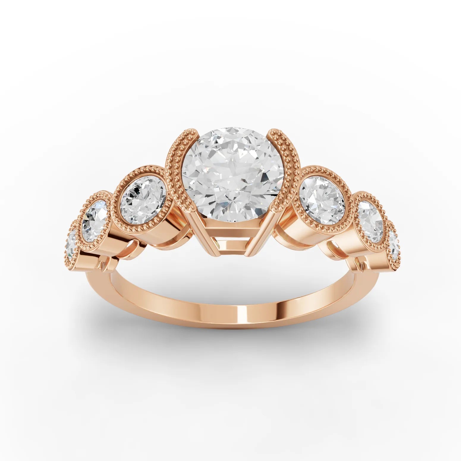 1.5CT Round Lab Diamond Half Eternity Graduated Wedding Ring - Buvea Jewels