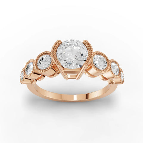 1.5CT Round Lab Diamond Half Eternity Graduated Wedding Ring - Buvea Jewels
