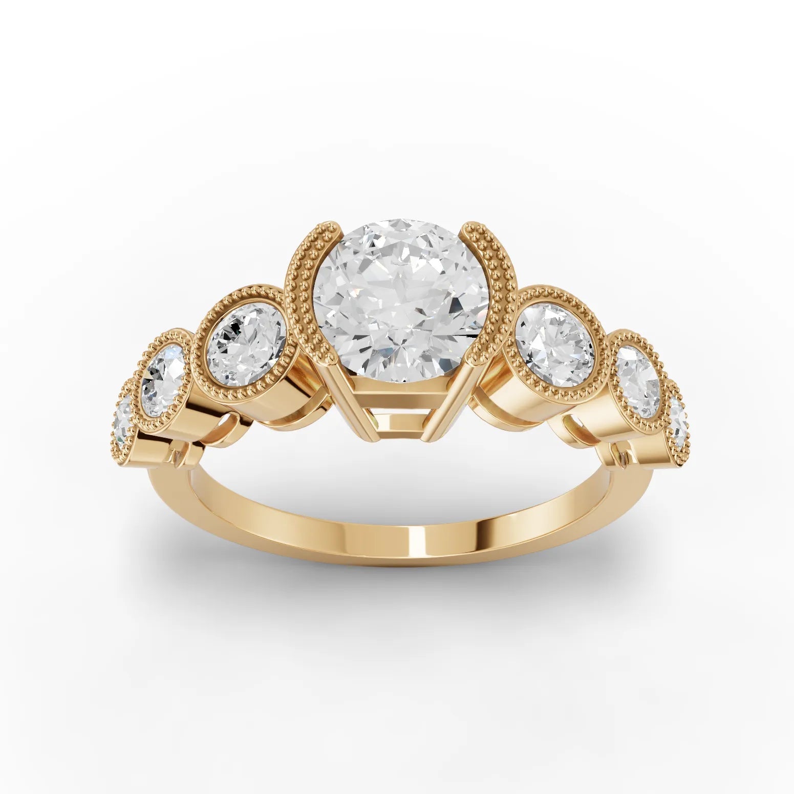 1.5CT Round Lab Diamond Half Eternity Graduated Wedding Ring - Buvea Jewels