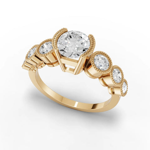 1.5CT Round Lab Diamond Half Eternity Graduated Wedding Ring - Buvea Jewels