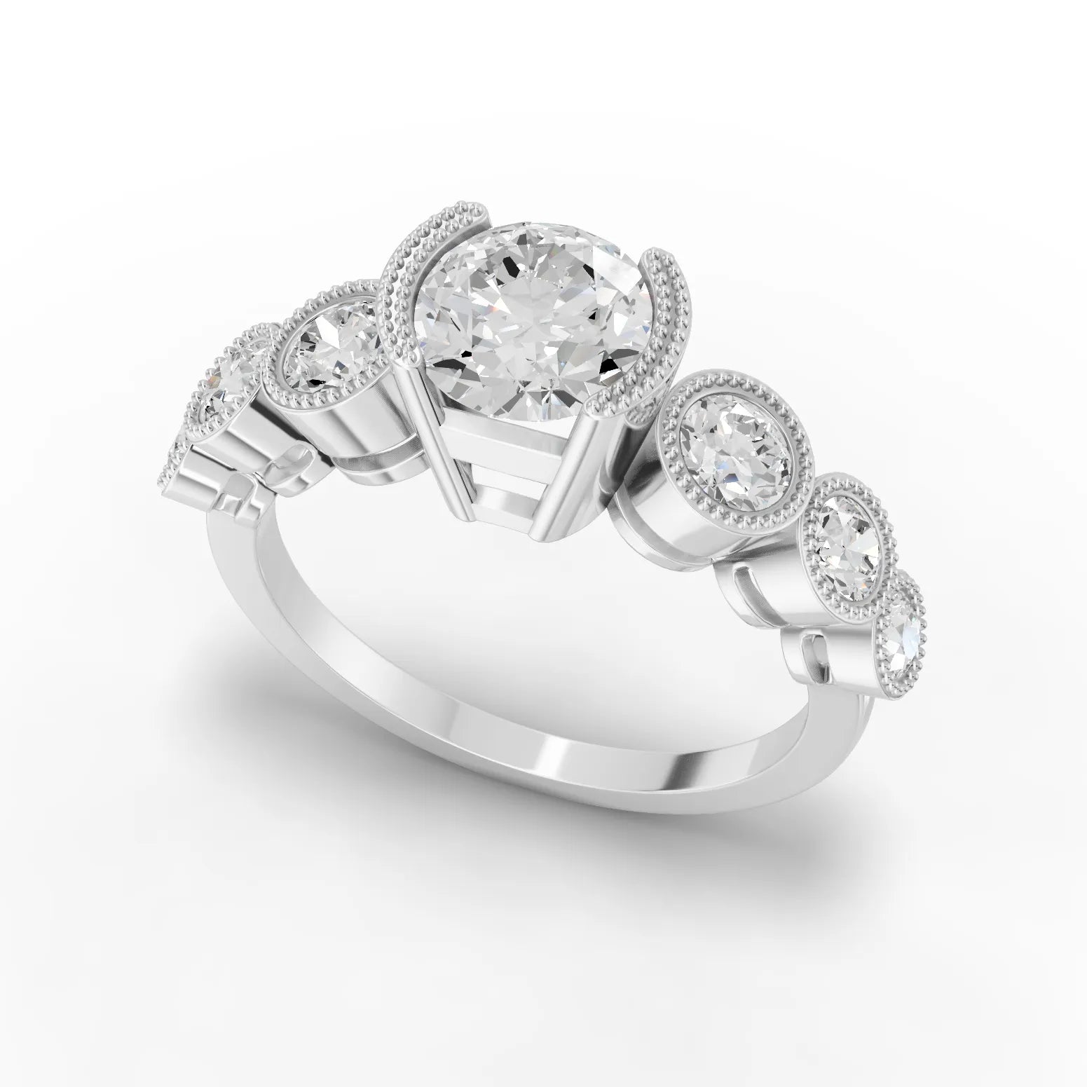 1.5CT Round Lab Diamond Half Eternity Graduated Wedding Ring - Buvea Jewels