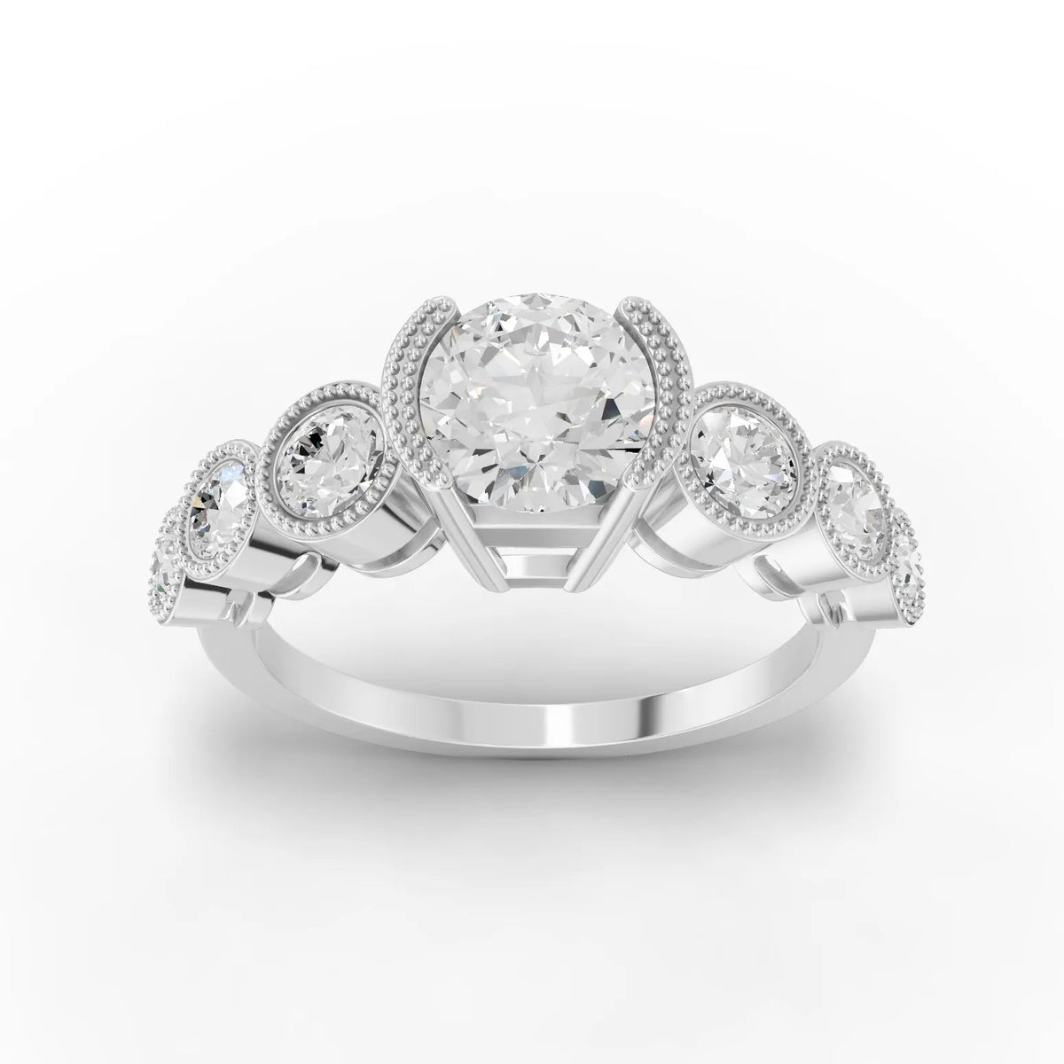 1.5CT Round Lab Diamond Half Eternity Graduated Wedding Ring - Buvea Jewels
