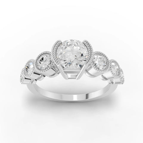 1.5CT Round Lab Diamond Half Eternity Graduated Wedding Ring - Buvea Jewels