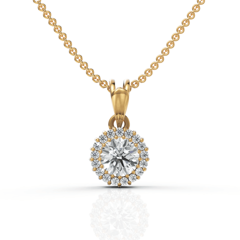 1.5CT Round Lab Diamond Halo Pendant - Buvea Jewels