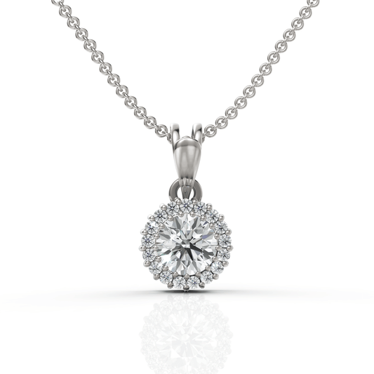 1.5CT Round Lab Diamond Halo Pendant - Buvea Jewels