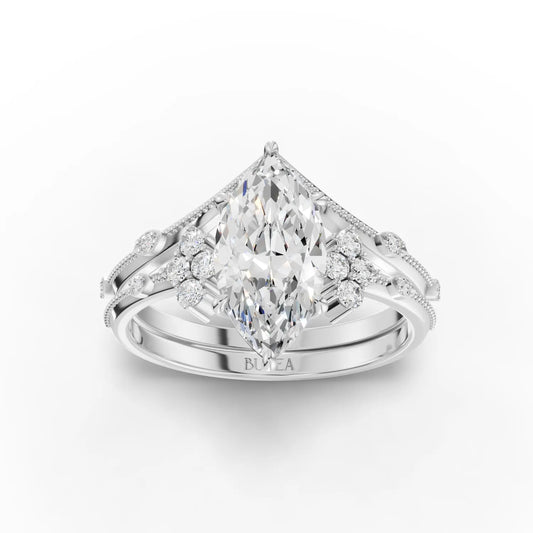1.68CT Marquise Lab Diamond Premium Vintage Engagement Ring - Buvea Jewels