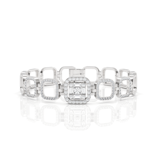 1.68CT Mix Cut Lab Diamond Premium Square Link Bracelet - Buvea Jewels