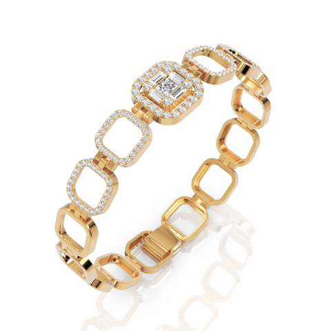 1.68CT Mix Cut Lab Diamond Premium Square Link Bracelet - Buvea Jewels