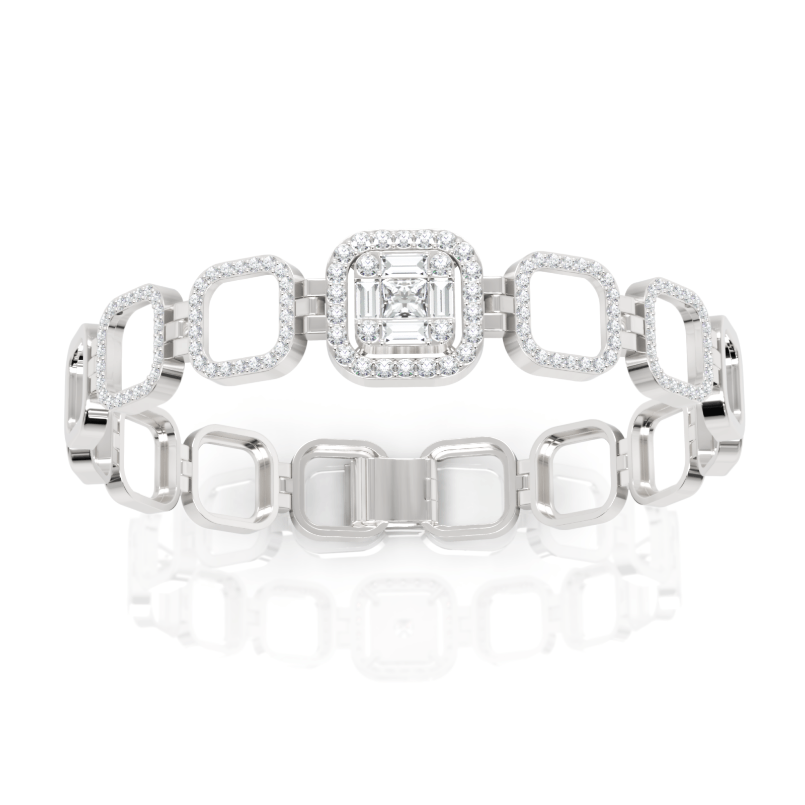 1.68CT Mix Cut Lab Diamond Premium Square Link Bracelet - Buvea Jewels