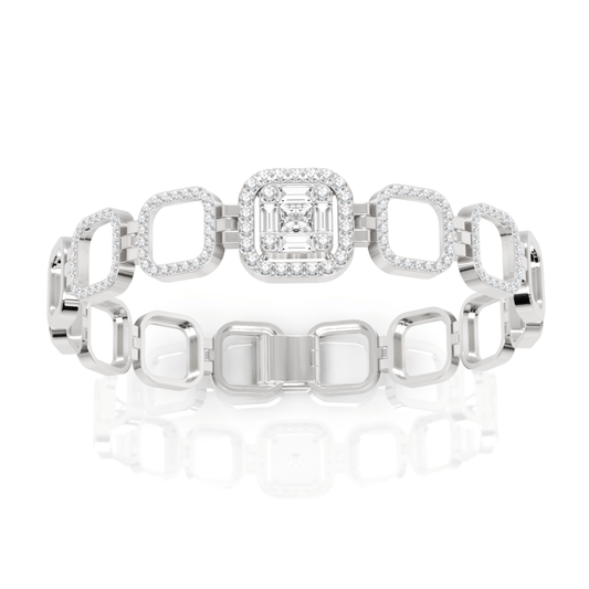 1.68CT Mix Cut Lab Diamond Premium Square Link Bracelet - Buvea Jewels