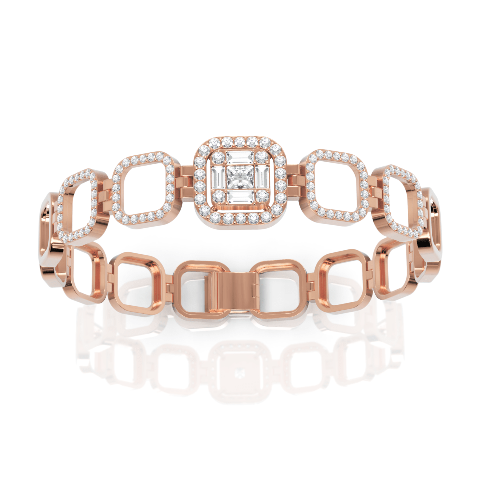 1.68CT Mix Cut Lab Diamond Premium Square Link Bracelet - Buvea Jewels