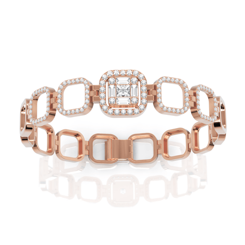 1.68CT Mix Cut Lab Diamond Premium Square Link Bracelet - Buvea Jewels