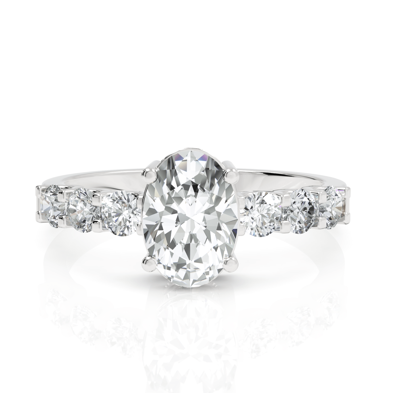 1.68CT Oval Lab Diamond Premium Accent Solitaire Engagement Ring - Buvea Jewels