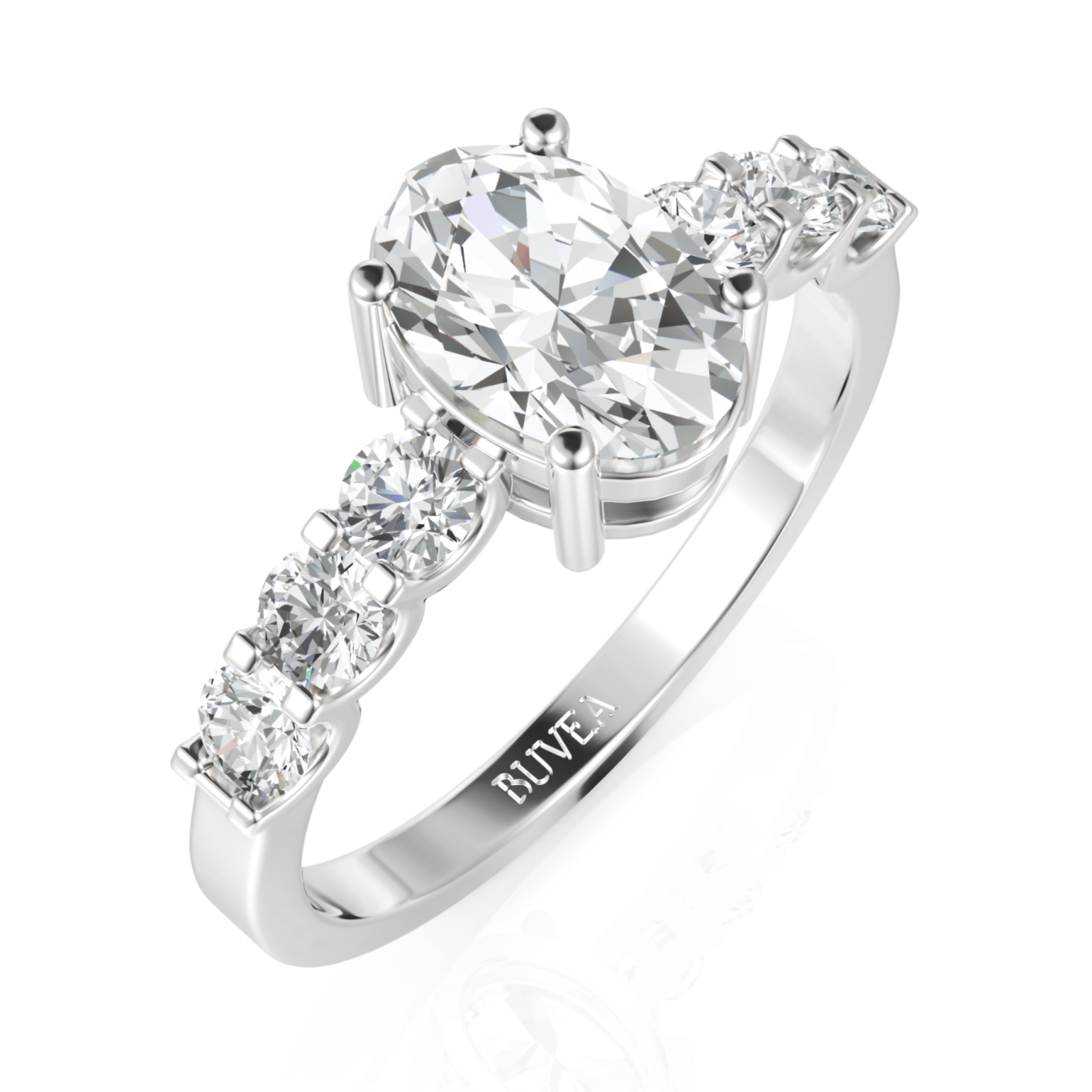 1.68CT Oval Lab Diamond Premium Accent Solitaire Engagement Ring - Buvea Jewels