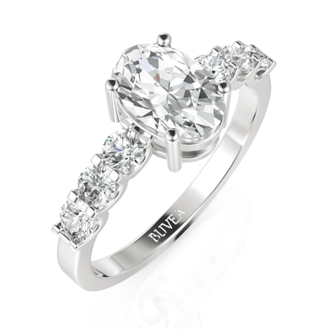 1.68CT Oval Lab Diamond Premium Accent Solitaire Engagement Ring - Buvea Jewels