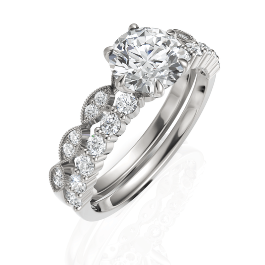 1.6CT Round Lab Diamond Bridal Set Ring - Buvea Jewels