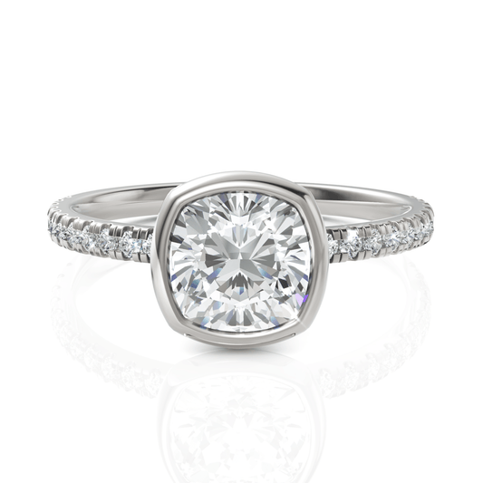 1.72CT Cushion Lab Diamond Solitaire Accent Engagement Ring - Buvea Jewels