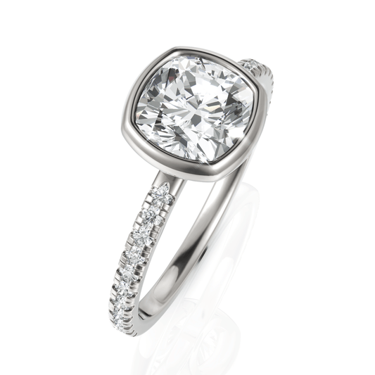 1.72CT Cushion Lab Diamond Solitaire Accent Engagement Ring - Buvea Jewels