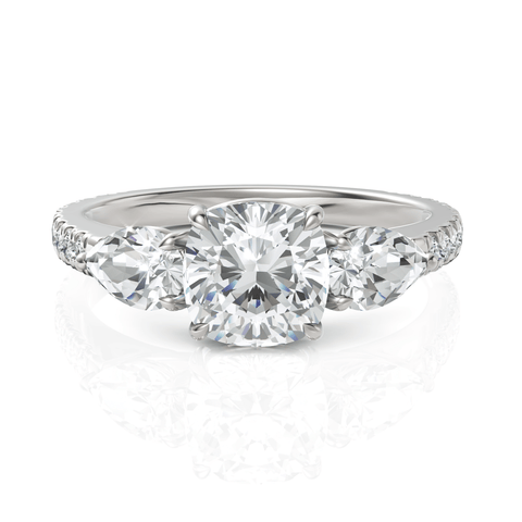 1.72CT Cushion Lab Diamond Three Stone Engagement Ring - Buvea Jewels