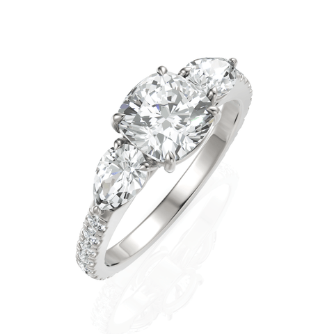 1.72CT Cushion Lab Diamond Three Stone Engagement Ring - Buvea Jewels