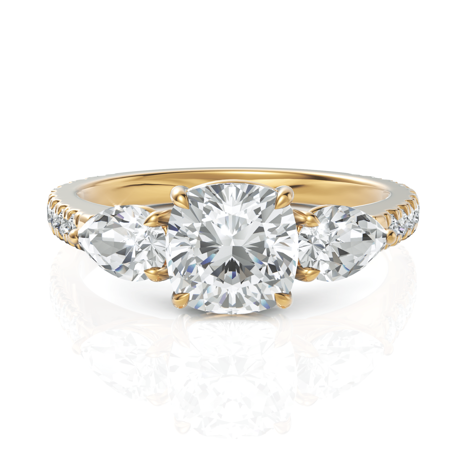 1.72CT Cushion Lab Diamond Three Stone Engagement Ring - Buvea Jewels