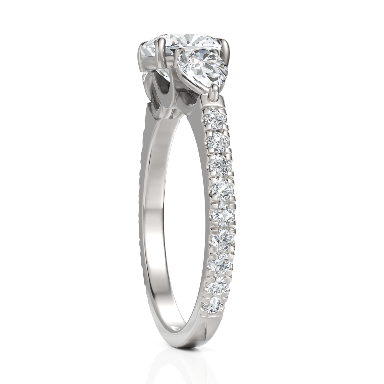 1.72CT Cushion Lab Diamond Three Stone Engagement Ring - Buvea Jewels