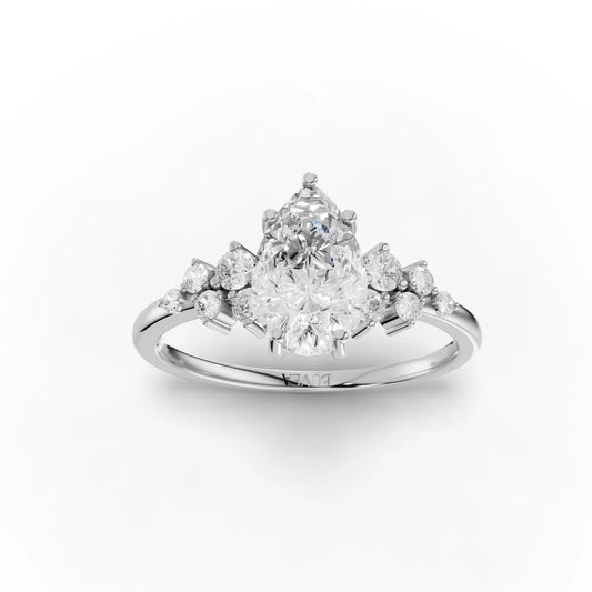 1.73CT Pear Lab Diamond Premium Cluster Engagement Ring - Buvea Jewels