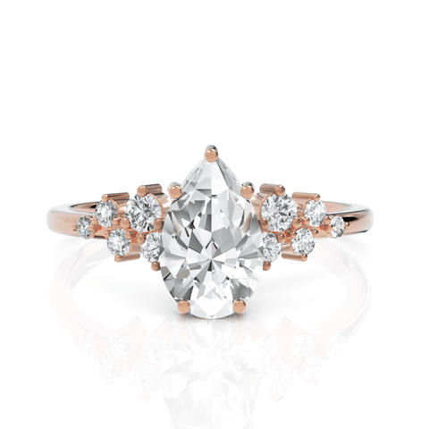 1.73CT Pear Lab Diamond Premium Cluster Engagement Ring - Buvea Jewels