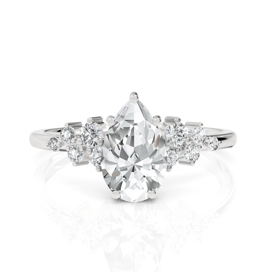 1.73CT Pear Lab Diamond Premium Cluster Engagement Ring - Buvea Jewels