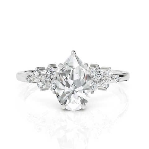 1.73CT Pear Lab Diamond Premium Cluster Engagement Ring - Buvea Jewels