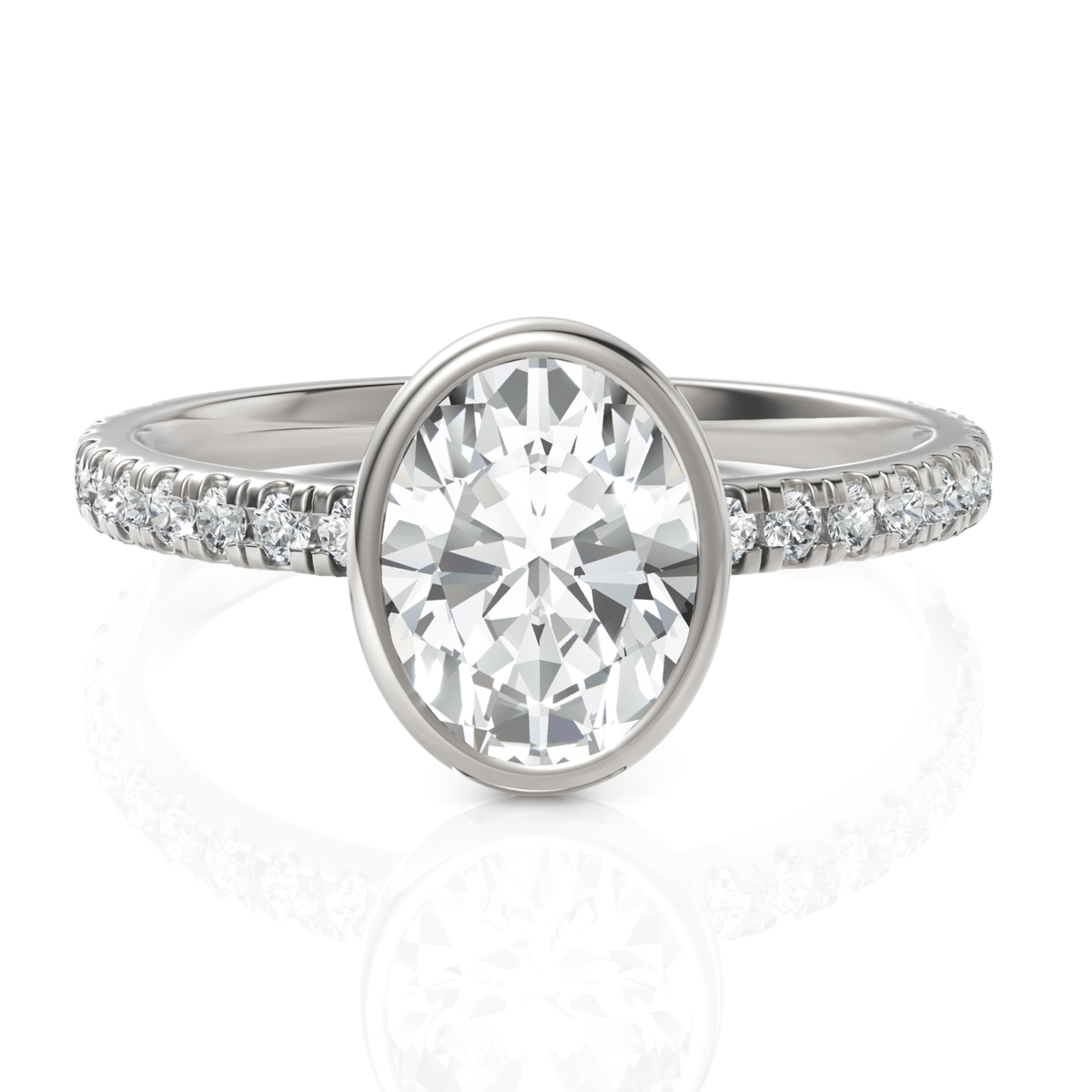 1.78CT Oval Lab Diamond Accent Engagement Ring - Buvea Jewels