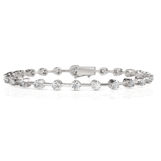 1.78CT Round Lab Diamond Station Tennis Bracelet - Buvea Jewels