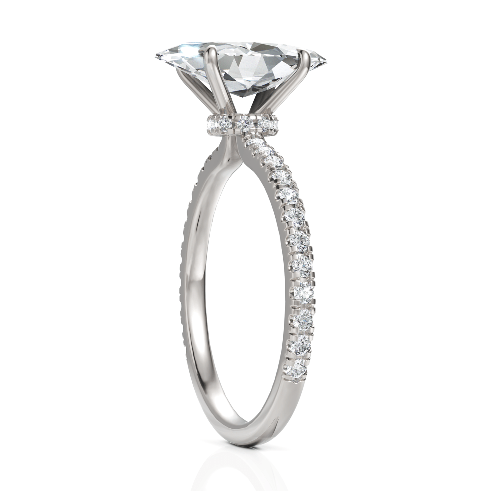 1.79CT Marquise Lab Diamond Hidden Halo Accent Engagement Ring - Buvea Jewels