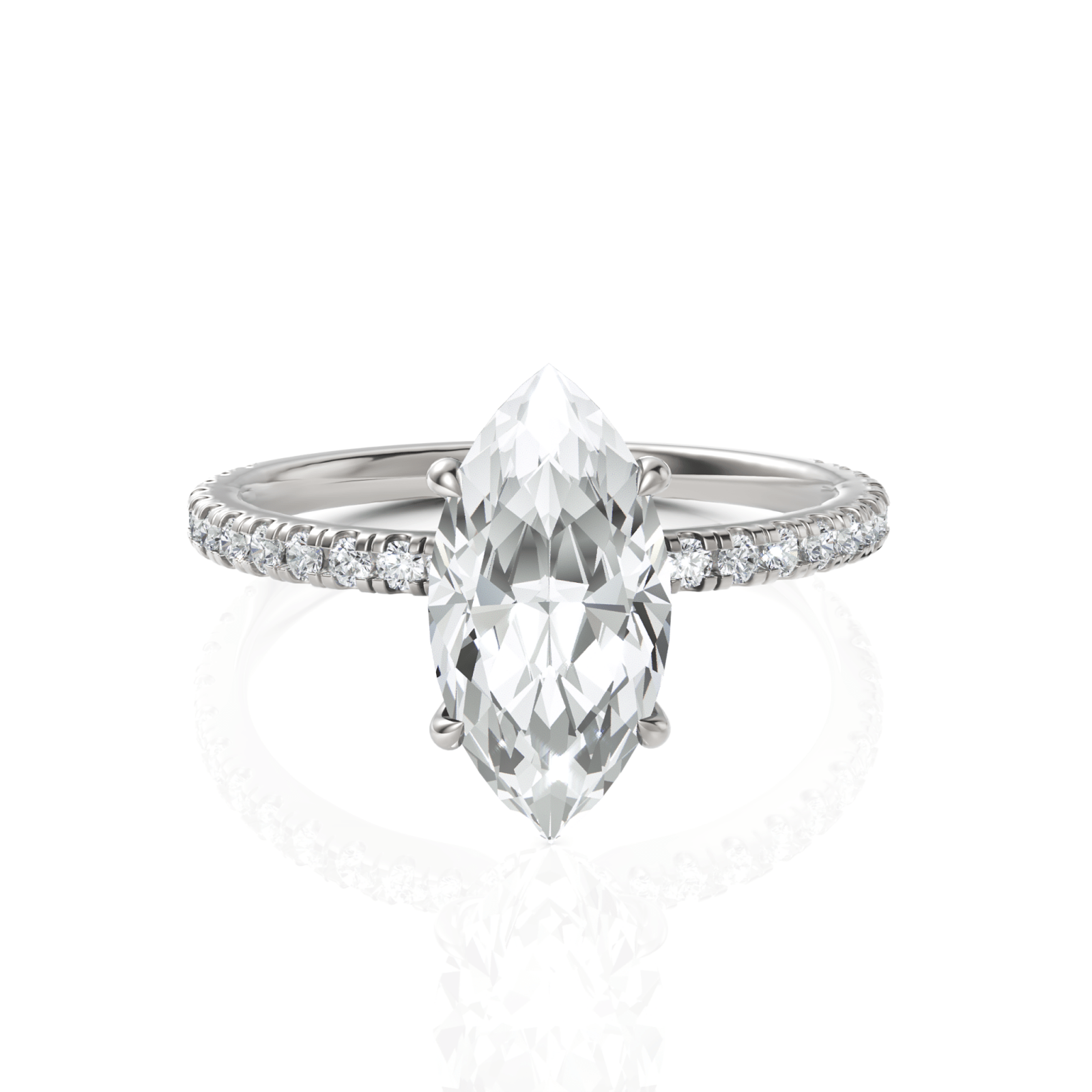 1.79CT Marquise Lab Diamond Hidden Halo Accent Engagement Ring - Buvea Jewels