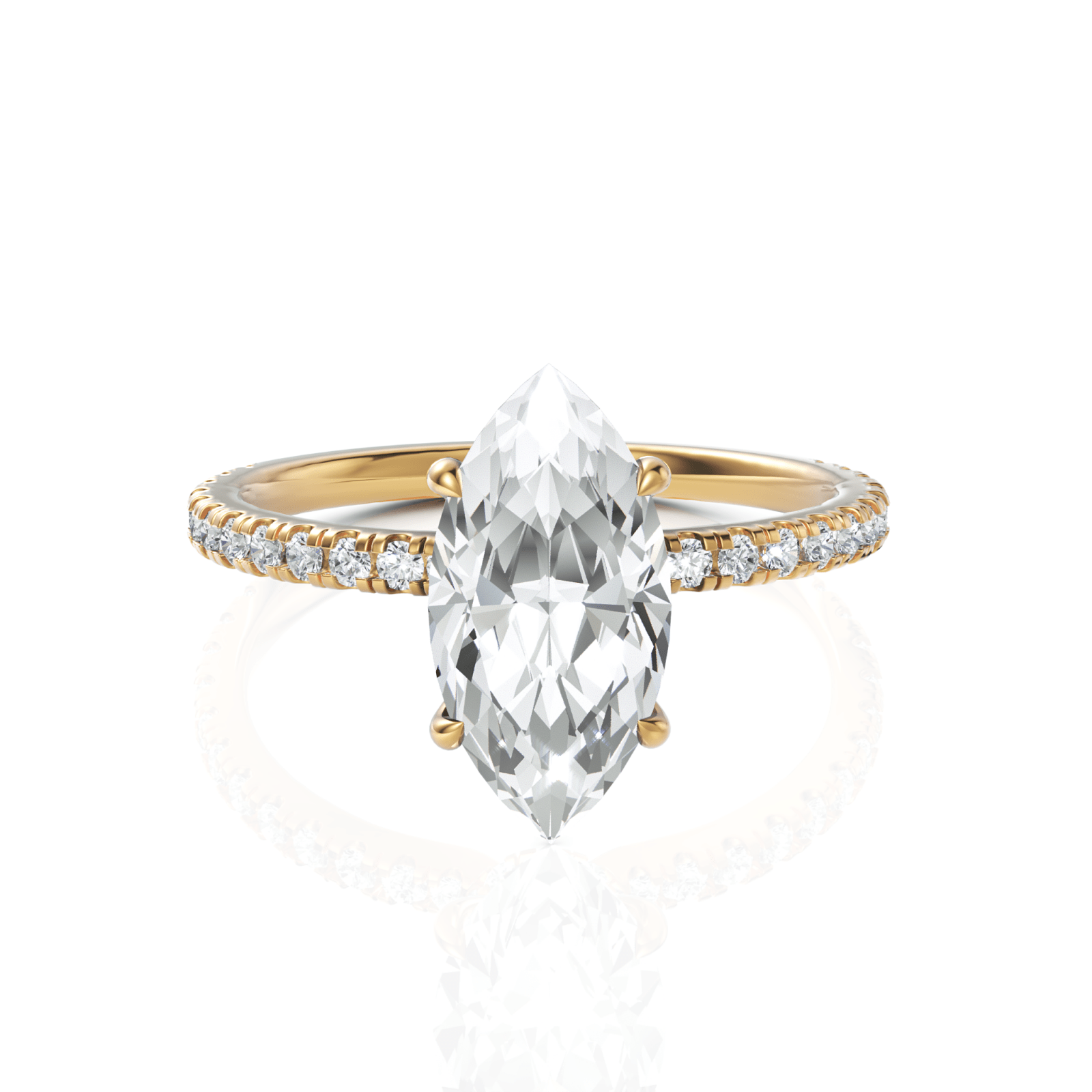 1.79CT Marquise Lab Diamond Hidden Halo Accent Engagement Ring - Buvea Jewels